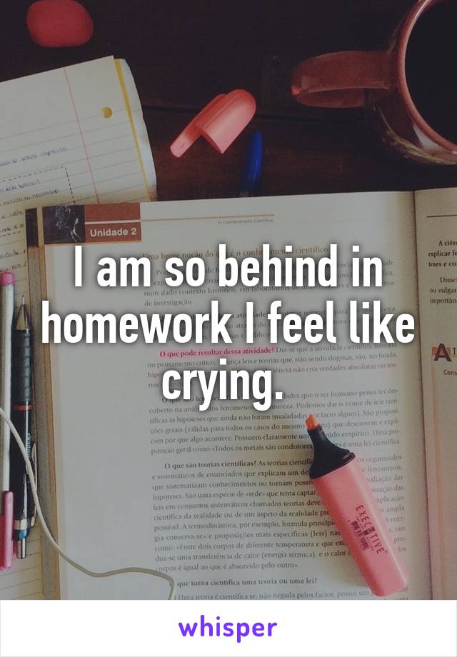 I am so behind in homework I feel like crying. 