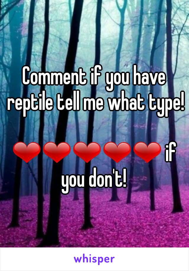 Comment if you have reptile tell me what type!

❤❤❤❤❤ if you don't! 