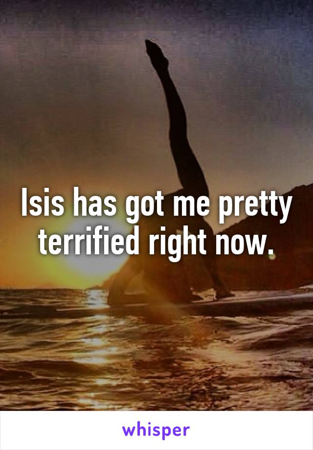 Isis has got me pretty terrified right now.