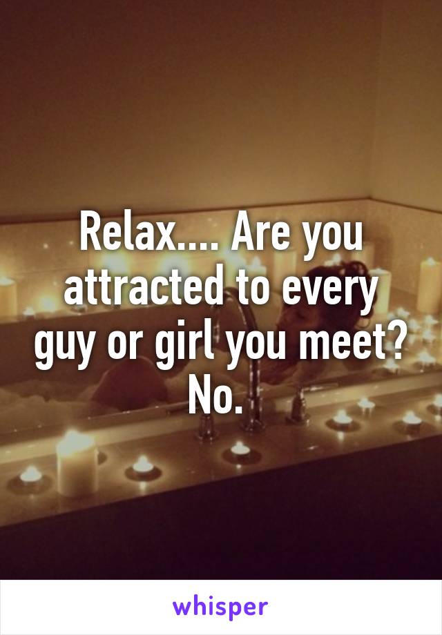 Relax.... Are you attracted to every guy or girl you meet? No. 