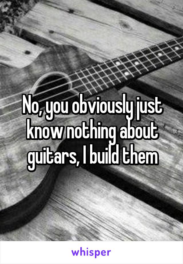 No, you obviously just know nothing about guitars, I build them