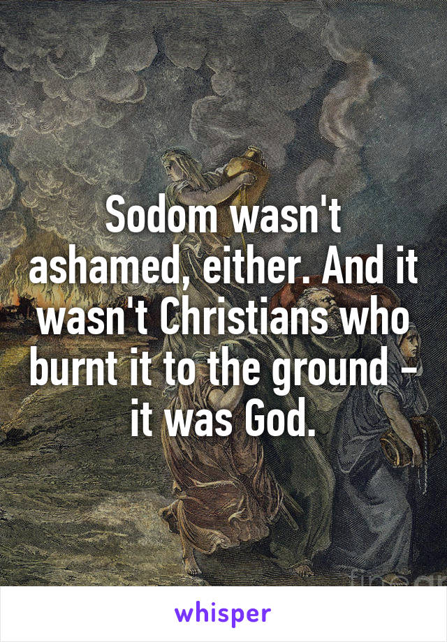 Sodom wasn't ashamed, either. And it wasn't Christians who burnt it to the ground - it was God.