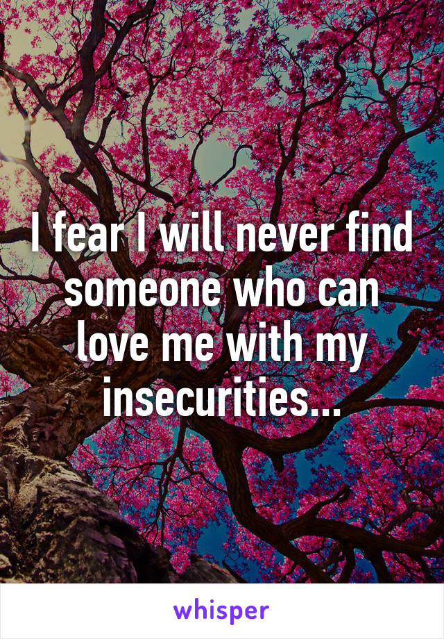 I fear I will never find someone who can love me with my insecurities...