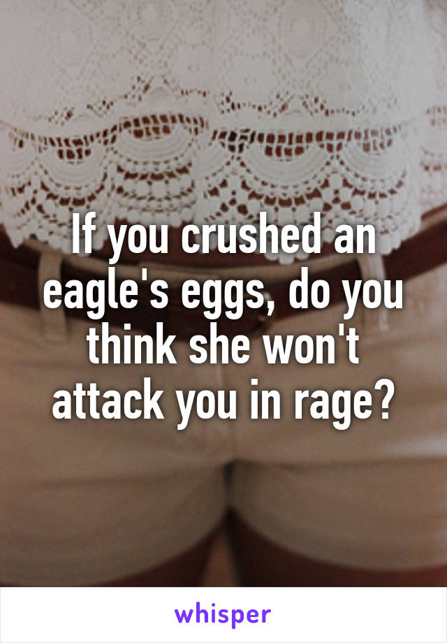 If you crushed an eagle's eggs, do you think she won't attack you in rage?