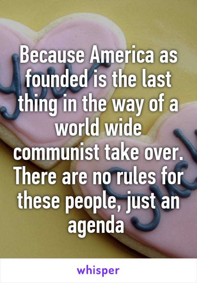 Because America as founded is the last thing in the way of a world wide communist take over. There are no rules for these people, just an agenda 