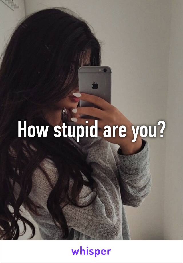 How stupid are you?