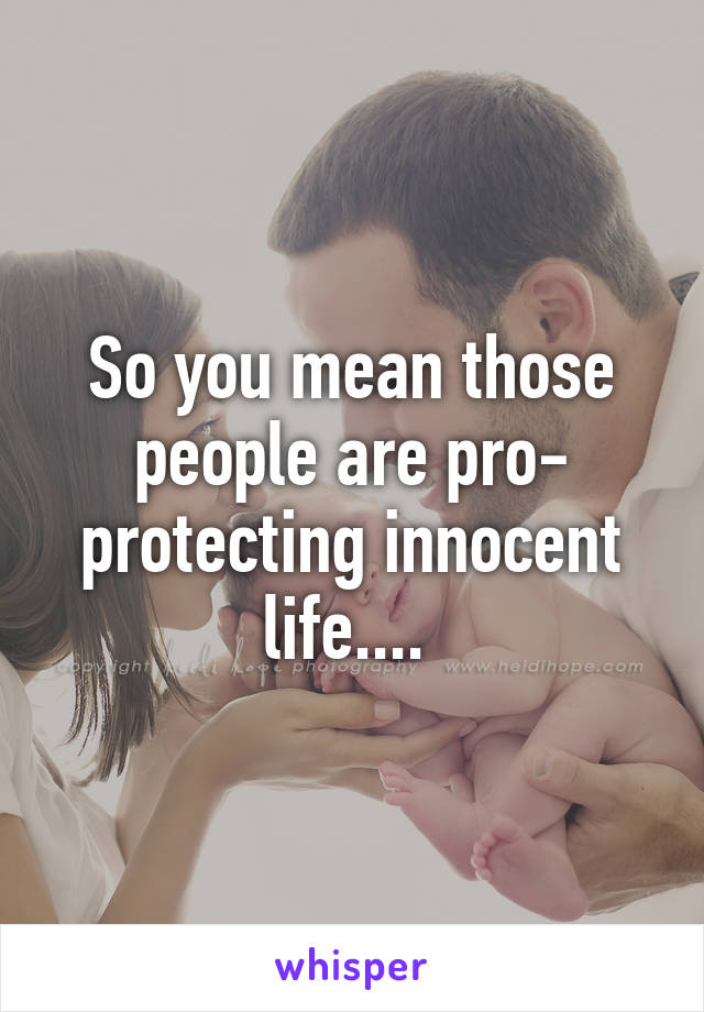 So you mean those people are pro- protecting innocent life.... 