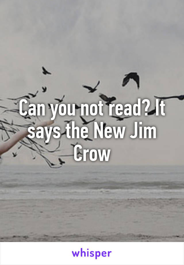 Can you not read? It says the New Jim Crow