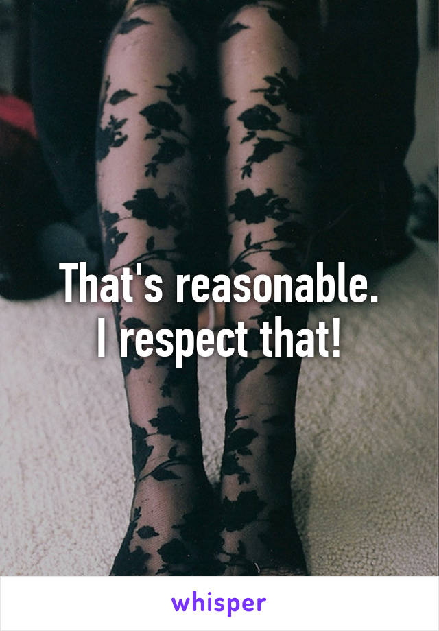 That's reasonable.
I respect that!