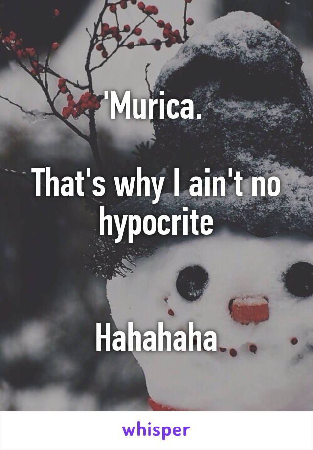 'Murica. 

That's why I ain't no hypocrite


Hahahaha