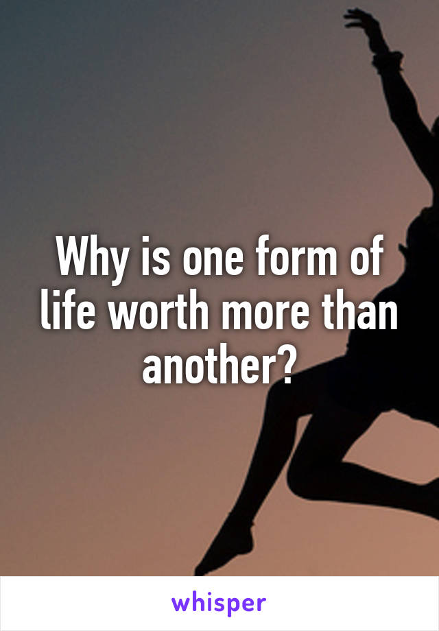 Why is one form of life worth more than another?