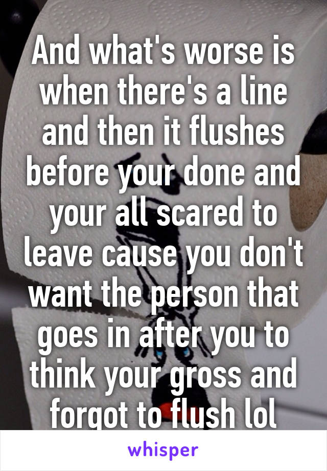 And what's worse is when there's a line and then it flushes before your done and your all scared to leave cause you don't want the person that goes in after you to think your gross and forgot to flush lol