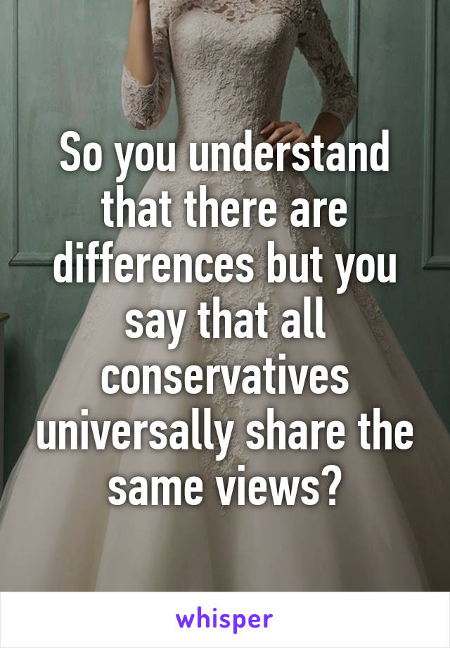 So you understand that there are differences but you say that all conservatives universally share the same views?