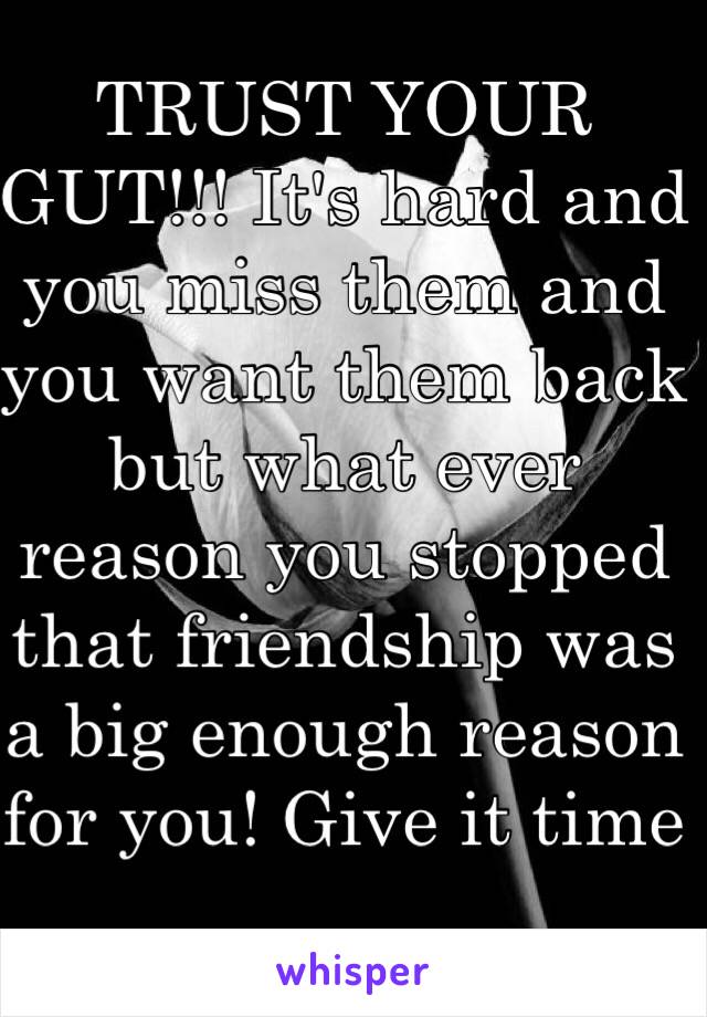 TRUST YOUR GUT!!! It's hard and you miss them and you want them back but what ever reason you stopped that friendship was a big enough reason for you! Give it time 