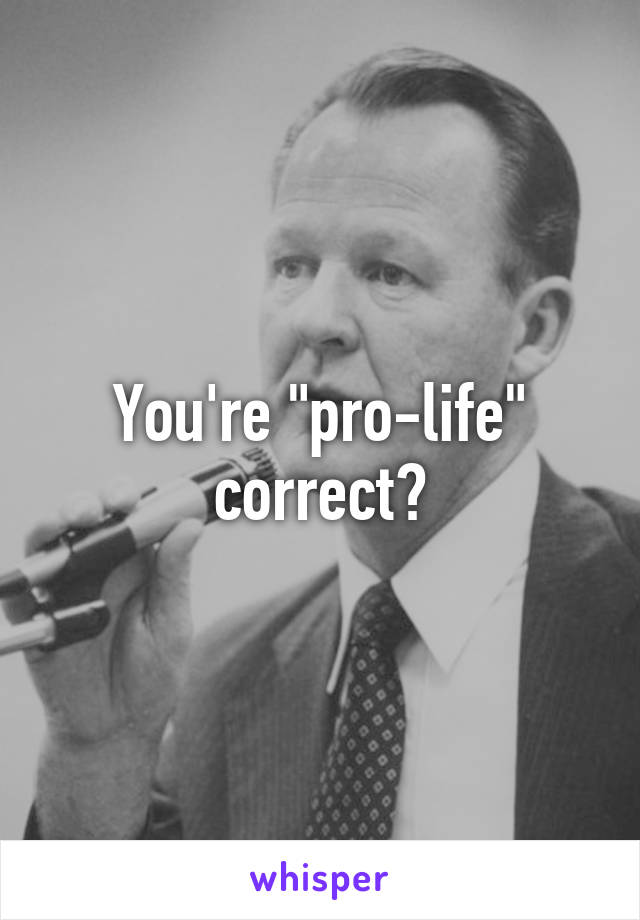 You're "pro-life" correct?