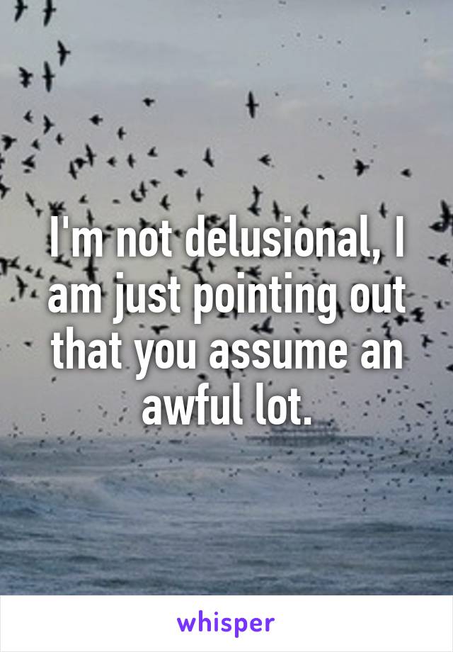 I'm not delusional, I am just pointing out that you assume an awful lot.