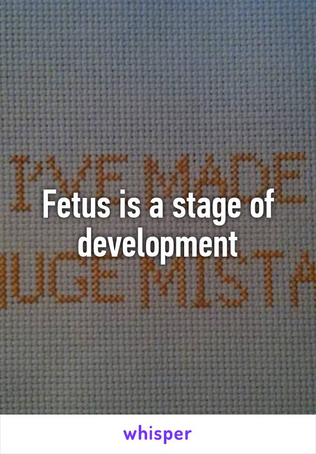 Fetus is a stage of development