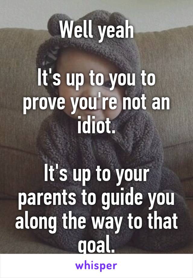 Well yeah

It's up to you to prove you're not an idiot.

It's up to your parents to guide you along the way to that goal.