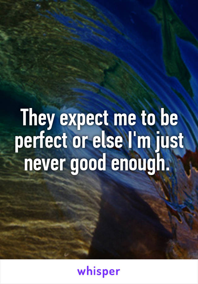 They expect me to be perfect or else I'm just never good enough. 