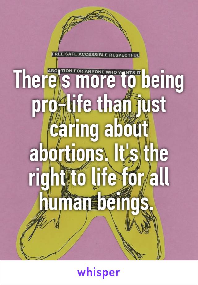There's more to being pro-life than just caring about abortions. It's the right to life for all human beings. 