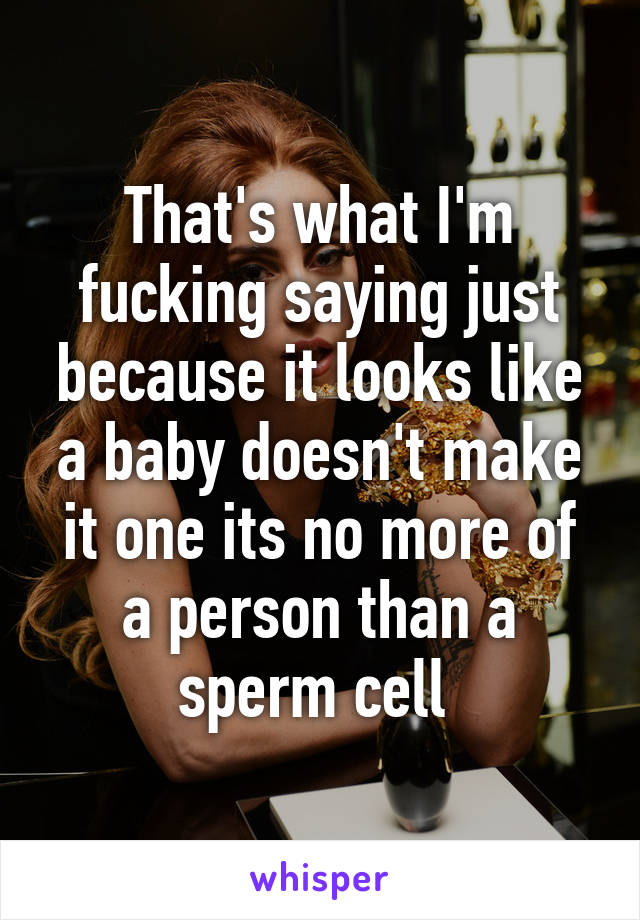 That's what I'm fucking saying just because it looks like a baby doesn't make it one its no more of a person than a sperm cell 