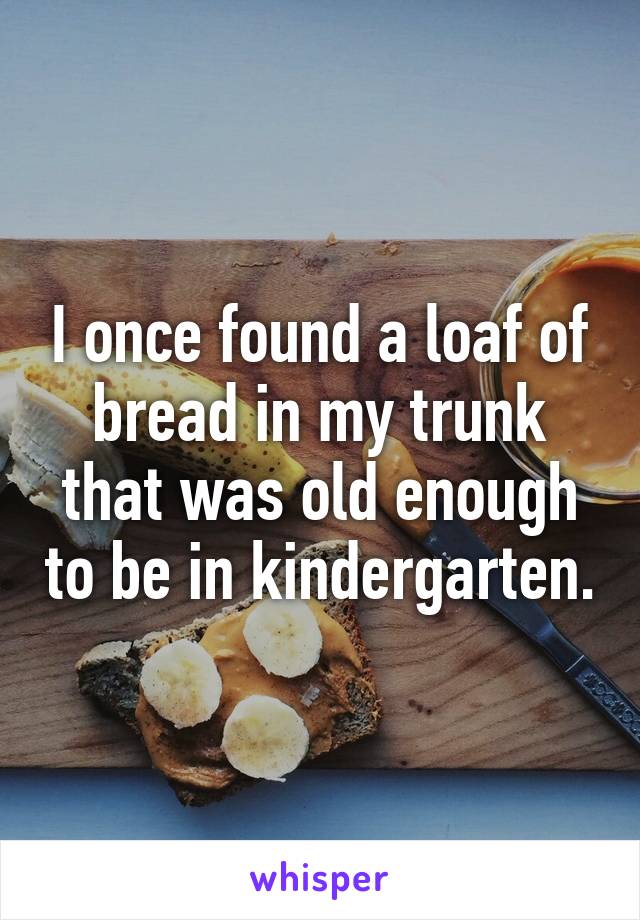 I once found a loaf of bread in my trunk that was old enough to be in kindergarten.