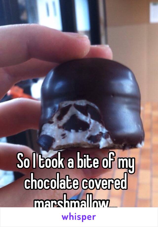 So I took a bite of my chocolate covered marshmallow...