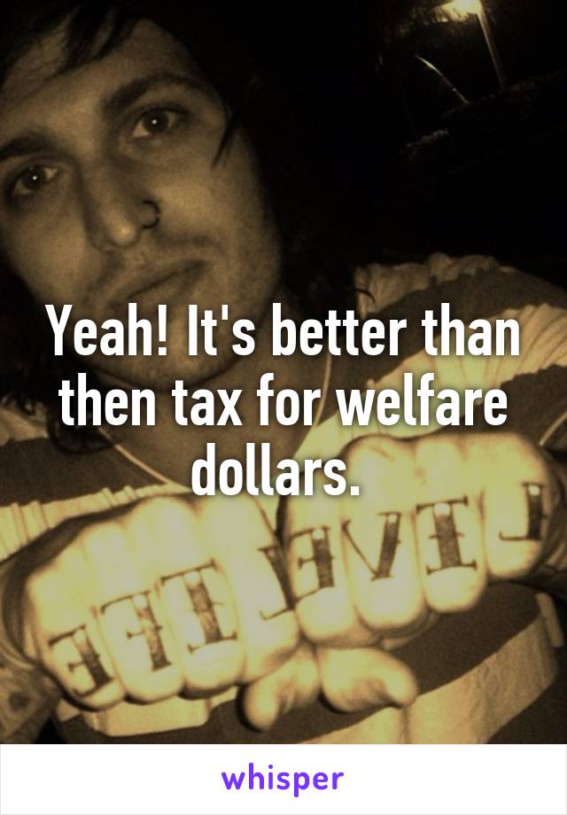 Yeah! It's better than then tax for welfare dollars. 