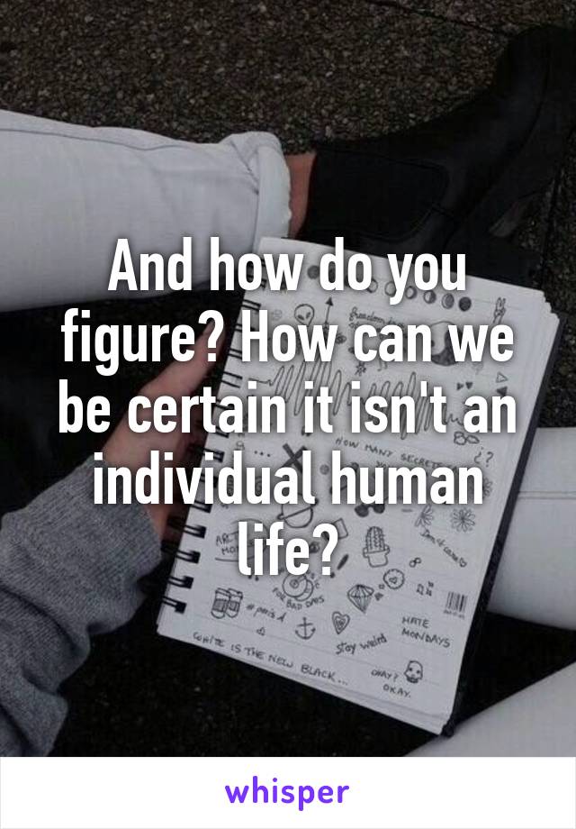 And how do you figure? How can we be certain it isn't an individual human life?