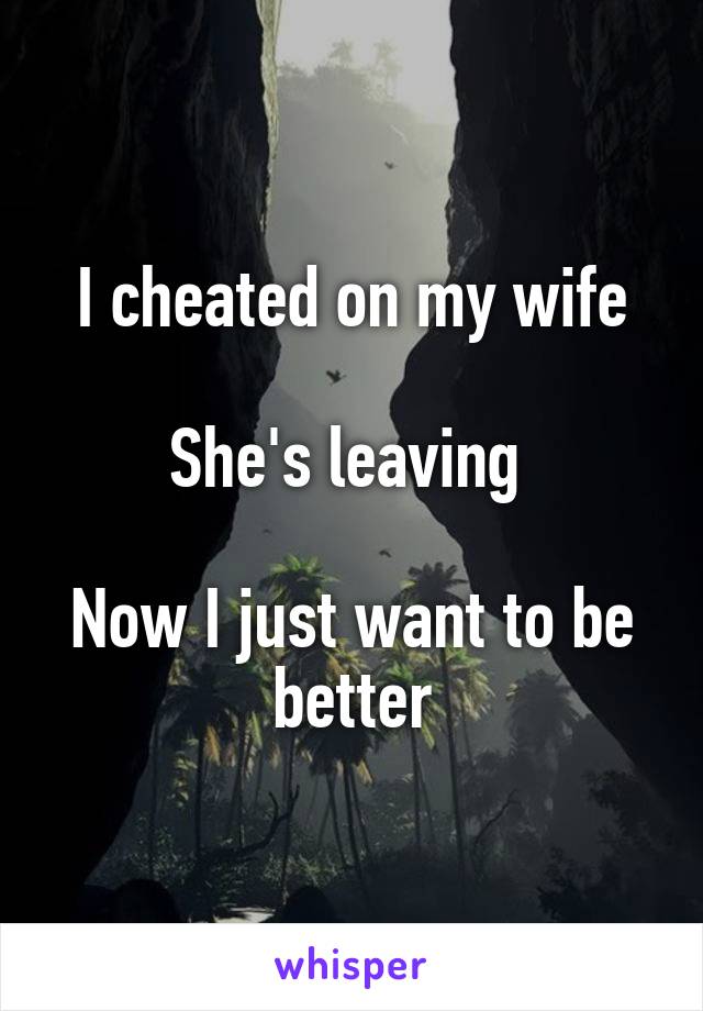 I cheated on my wife

She's leaving 

Now I just want to be better