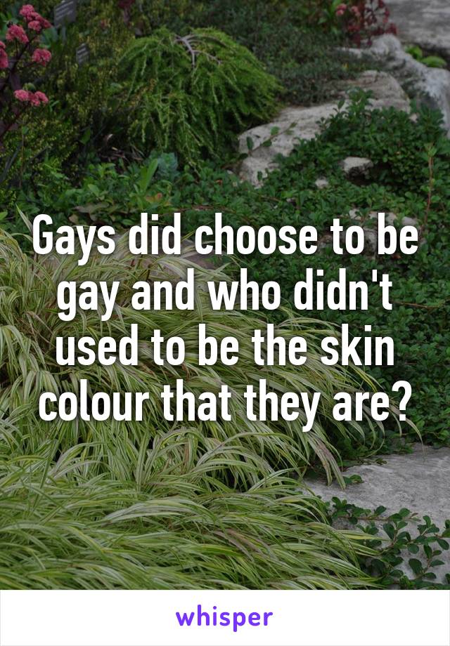 Gays did choose to be gay and who didn't used to be the skin colour that they are?