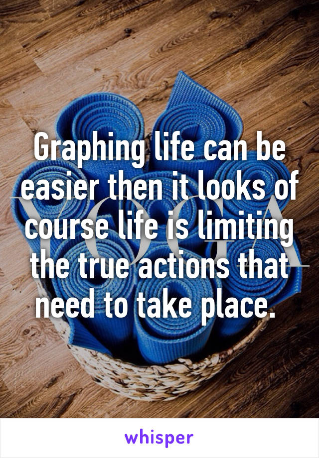 Graphing life can be easier then it looks of course life is limiting the true actions that need to take place. 