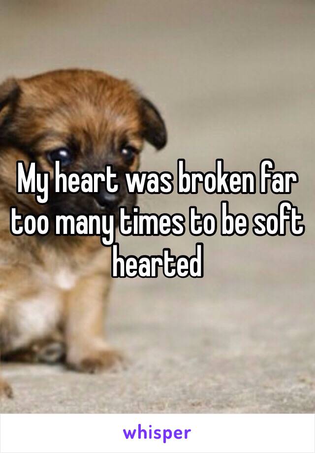 My heart was broken far too many times to be soft hearted