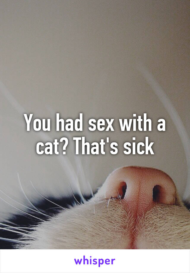 You had sex with a cat? That's sick