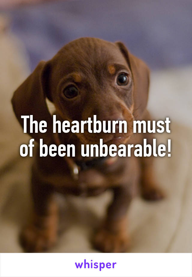 The heartburn must of been unbearable!