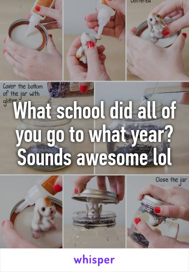 What school did all of you go to what year? Sounds awesome lol