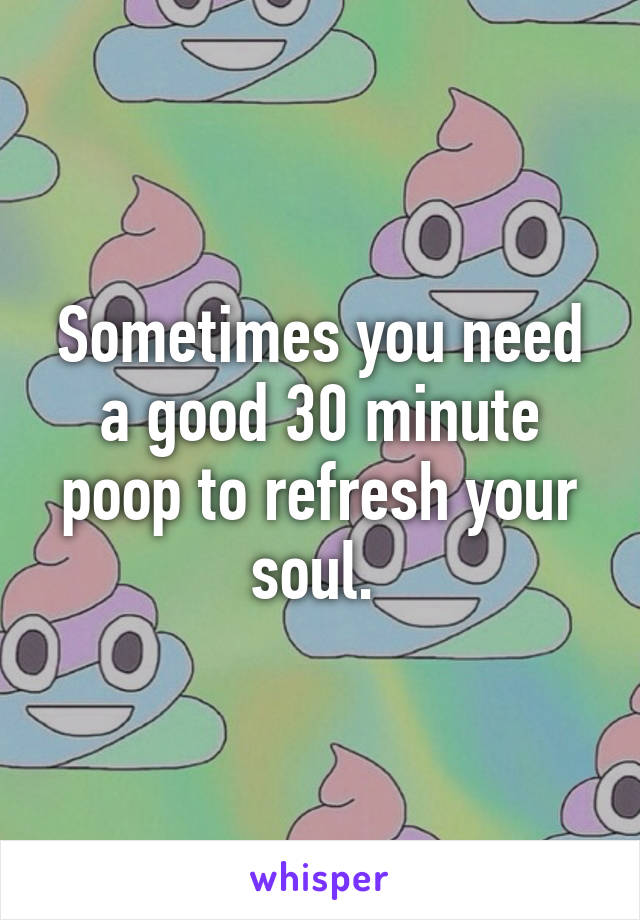 Sometimes you need a good 30 minute poop to refresh your soul. 