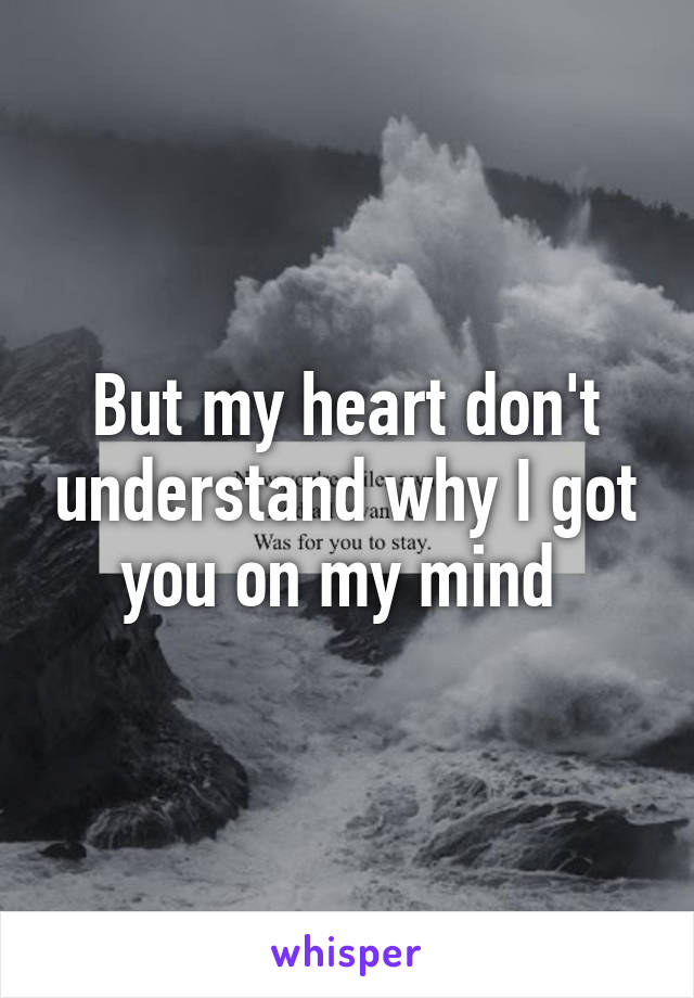 But my heart don't understand why I got you on my mind 