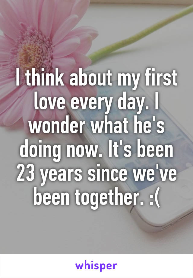 I think about my first love every day. I wonder what he's doing now. It's been 23 years since we've been together. :(