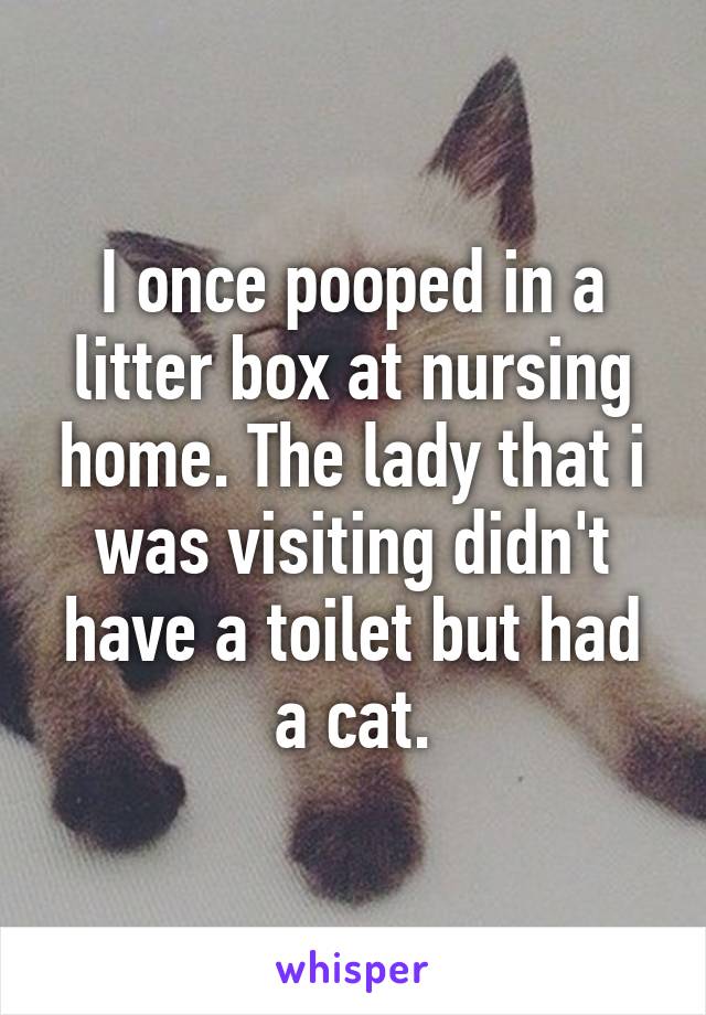 I once pooped in a litter box at nursing home. The lady that i was visiting didn't have a toilet but had a cat.
