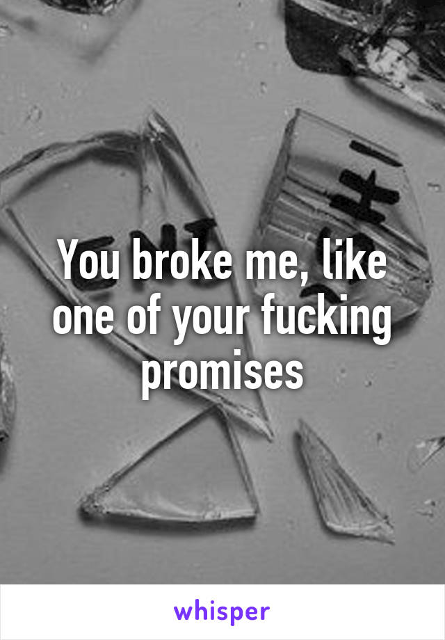 You broke me, like one of your fucking promises