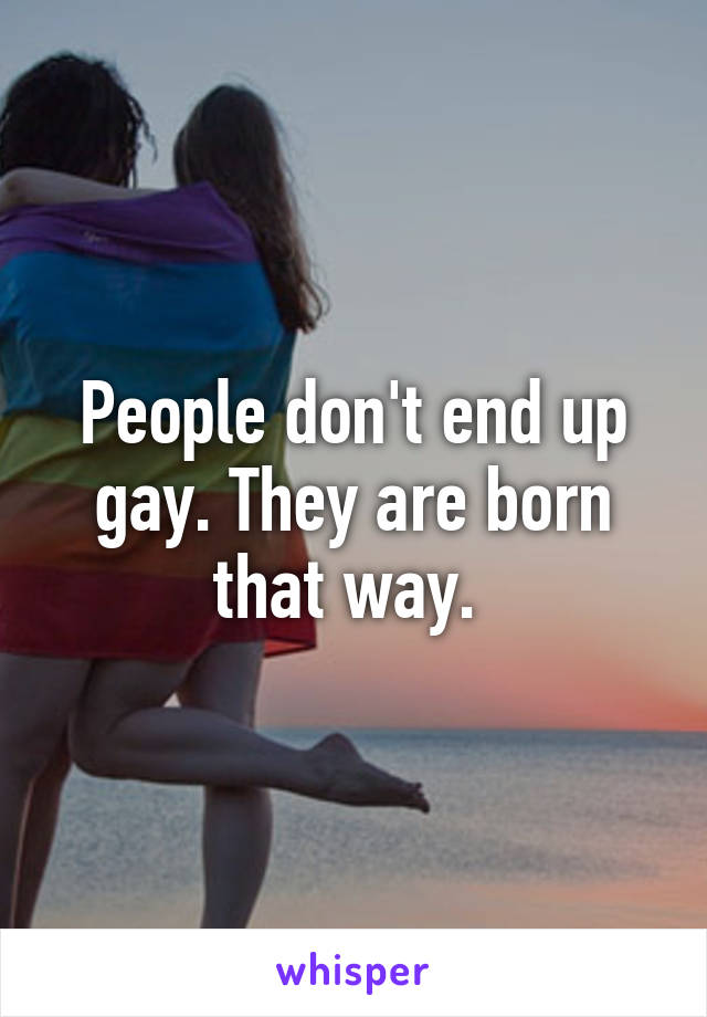 People don't end up gay. They are born that way. 