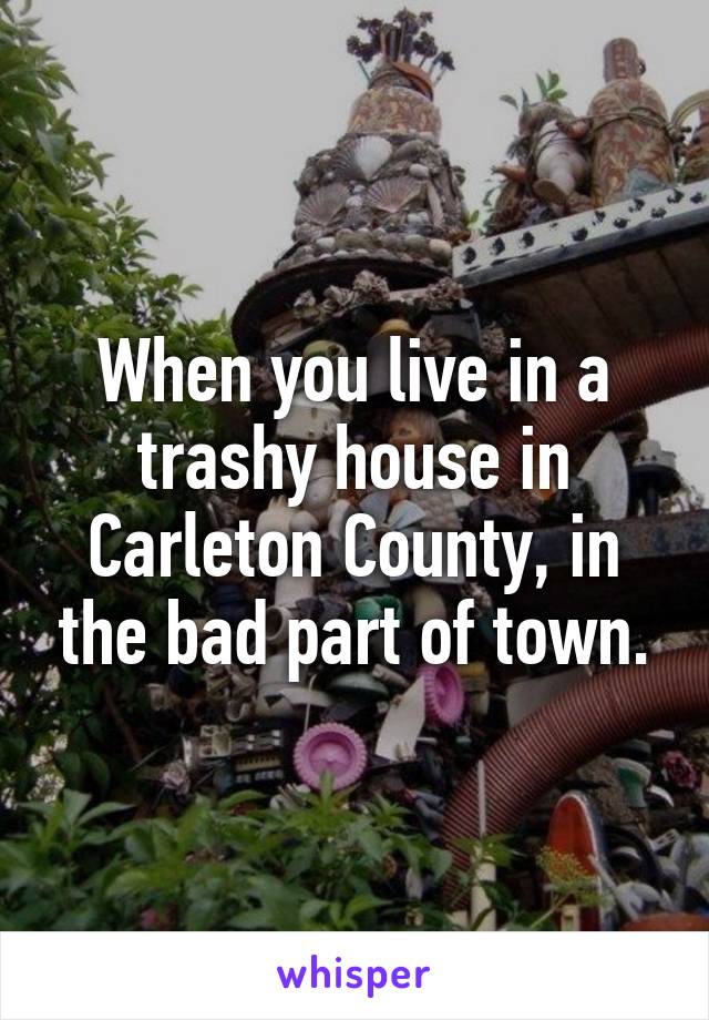 When you live in a trashy house in Carleton County, in the bad part of town.