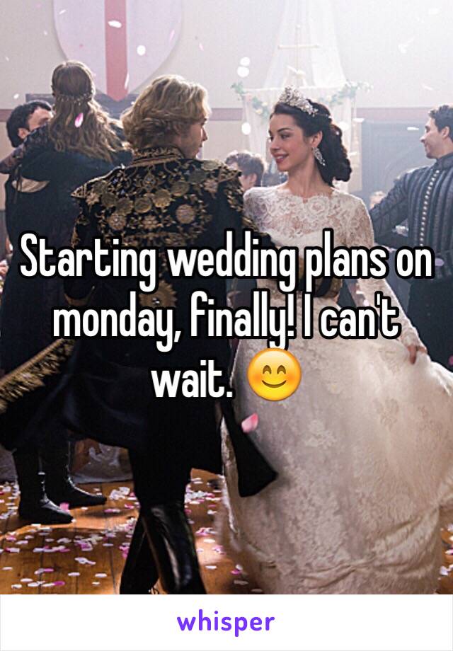 Starting wedding plans on monday, finally! I can't wait. 😊 