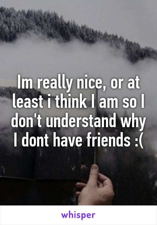 Im really nice, or at least i think I am so I don't understand why I dont have friends :(