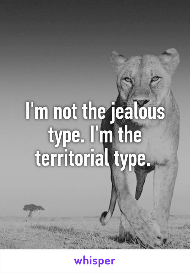 I'm not the jealous type. I'm the territorial type. 