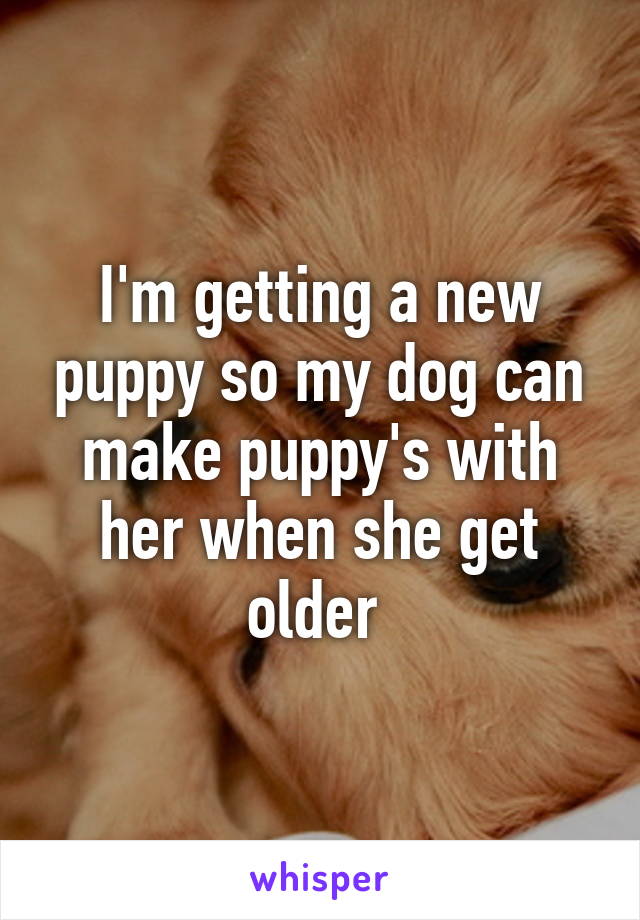 I'm getting a new puppy so my dog can make puppy's with her when she get older 