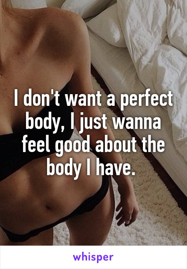 I don't want a perfect body, I just wanna feel good about the body I have. 