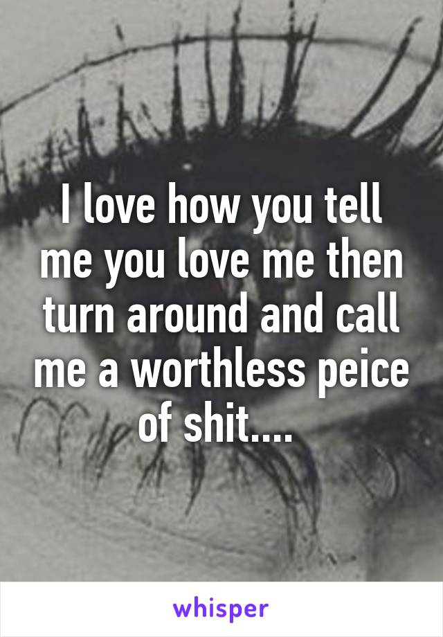 I love how you tell me you love me then turn around and call me a worthless peice of shit.... 