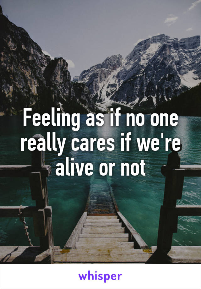 Feeling as if no one really cares if we're alive or not